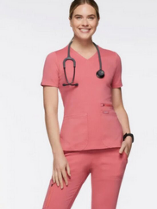 Jaanuu Tops - NWT Jaanuu "Dusty Rose" Scrub Set - Knitted Stretch Fabric - Size XS
